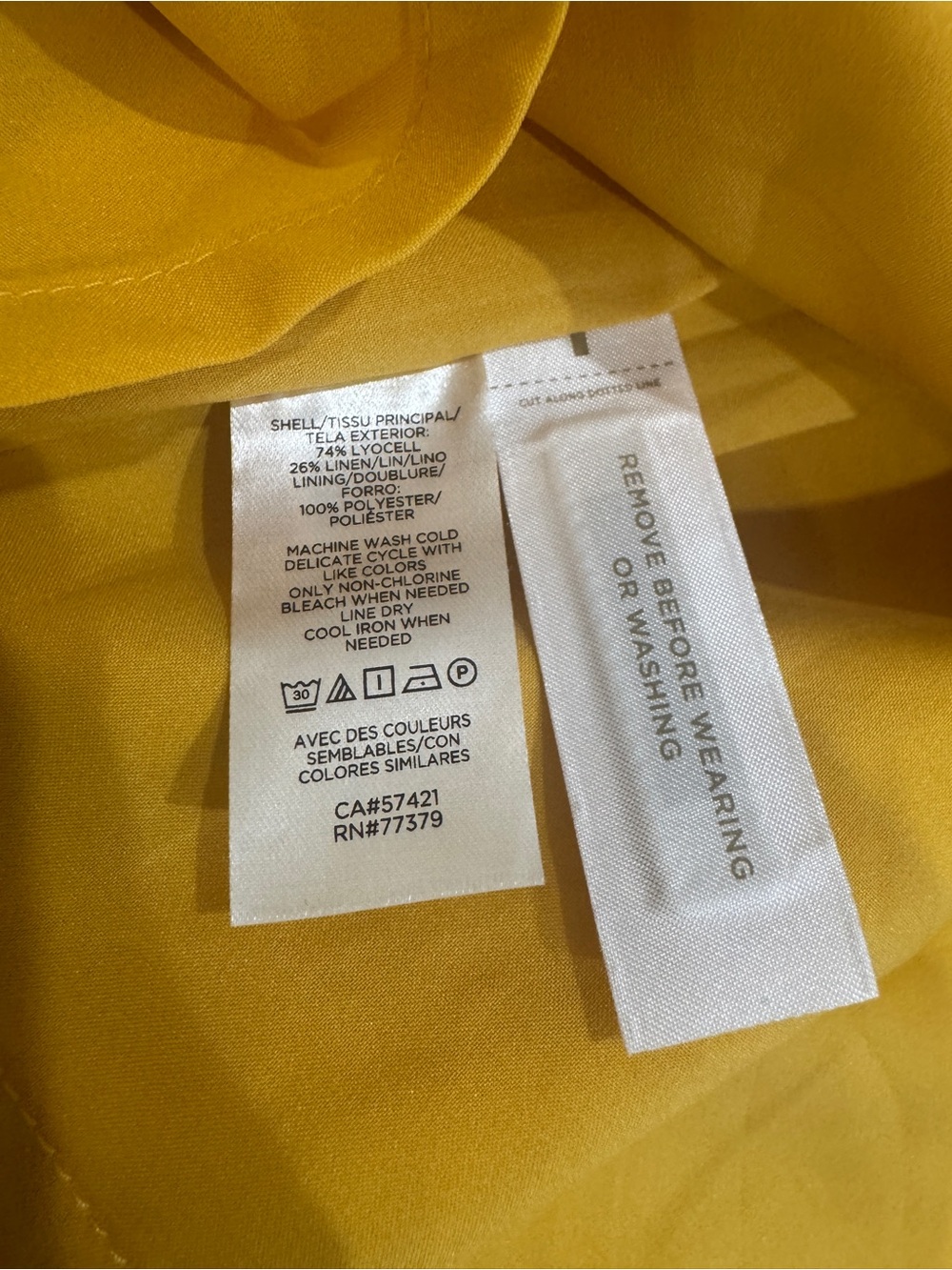 Ann Taylor Belted Yellow Floral Front Button Dress (4) - Picture 7 of 7